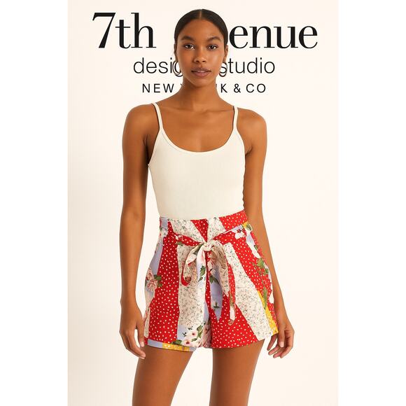 NWT New York & Co. Trendy Belted Shorts Sz. 14 - Picture 1 of 6